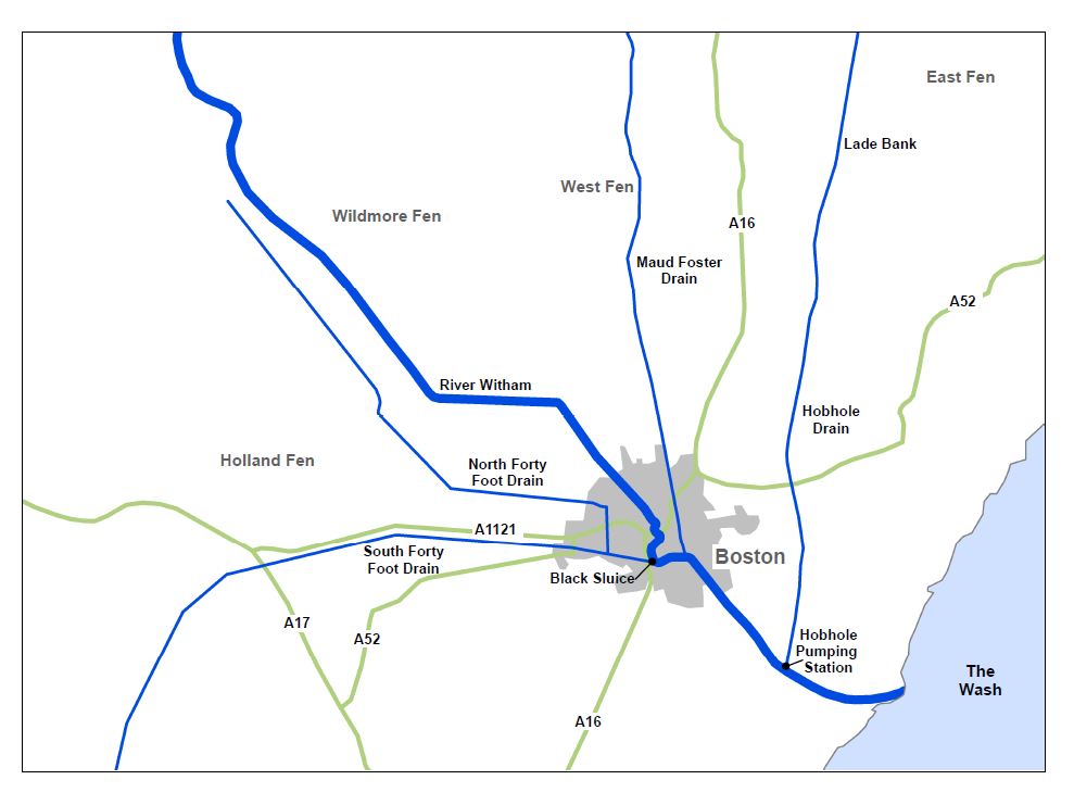 Map of the principal drains of the Borough of Boston