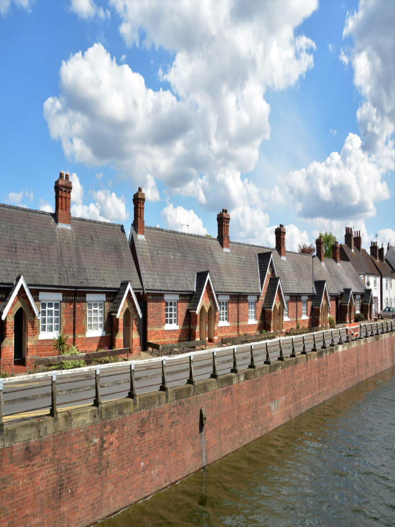 St John's Almshouses alongside the Maud Foster Drain